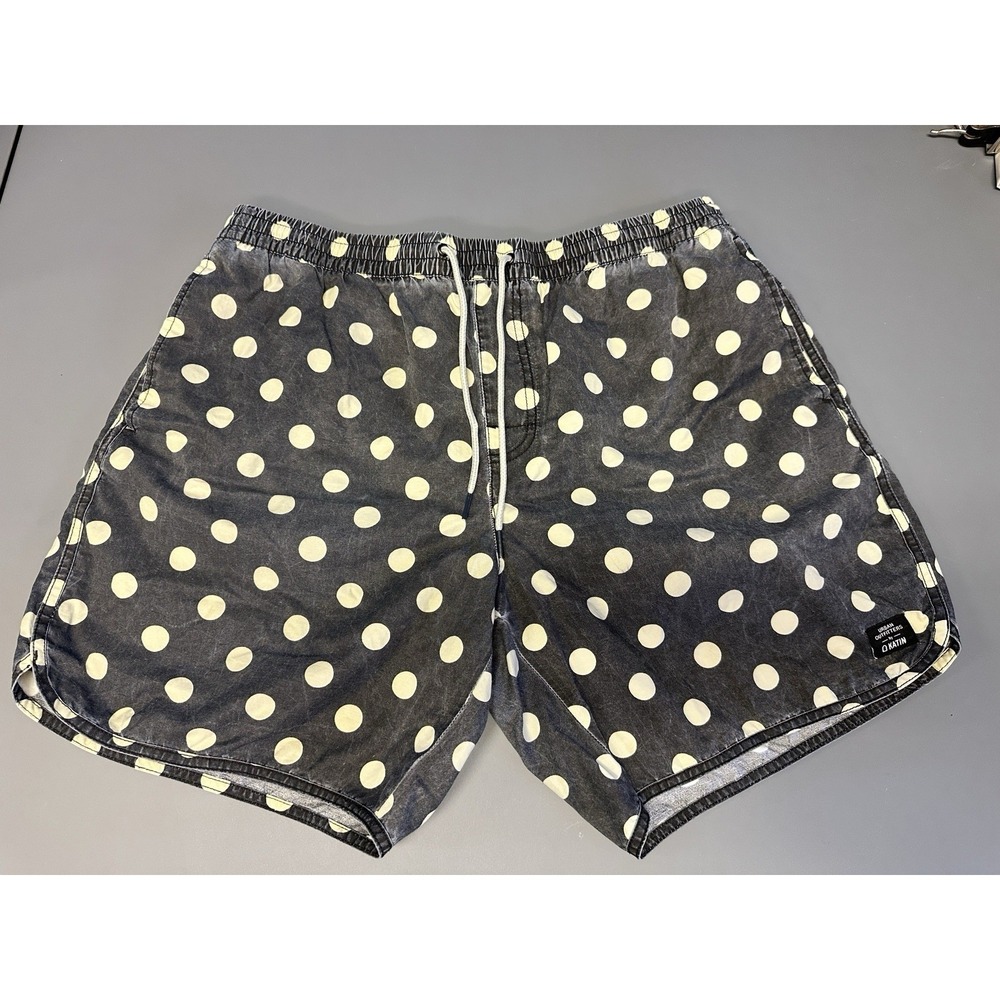 Urban Outfitters UO By Katin Mens Large Polka Dot Swim Shorts Black Lined Pocket